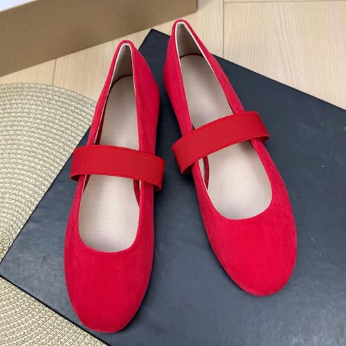 WENJIAZHIZHI Women's Round Toe Ballet Flats Lightweight Office Flats Dressy Comfort Shoes Ankle Strap Flat Shoes4