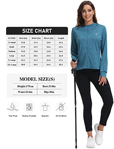Mofiz Women's Full Zip Active Jacket Lightweight Sports Jacket Quick Dry Athletic Jacket Long Sleeve Hiking Shirt Upf 50+ Sun Protection Hoodie Shirt M Sea Blue #TOP5