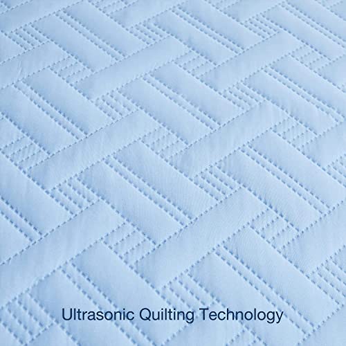 Image of BSB HOME 100% Cotton Ultrasonic 280 Tc Solid King Size Plain Quilted Bed Cover /Bedspread /Rajaai with 2 Pillow Case, (Luxurious, Aqua, 90X100 Inches, 254X228 cm)