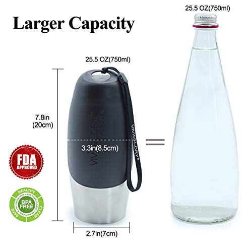 Vivaglory Leakproof Dog Water Dispenser, Outdoor Pet Travel Bottle For Walking Hiking Travelling, 25 Oz, Stainless Steel #TOP1