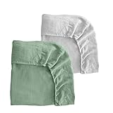 ⭐ Dos sábanas bajeras de MUSELINA algodón 100% SUAVE y TRANSPIRABLE. Evita que suden. MÁXIMA CALIDAD para la delicada piel de tu bebé.