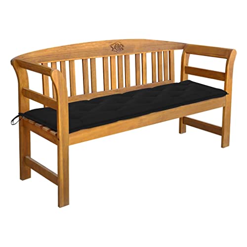 Vetnasa Banco de jardín con cojín Madera Maciza de Acacia 157 cm Mobiliario, Muebles de jardín, Asientos de Exterior, Bancos de jardín Negro 17,8 KG