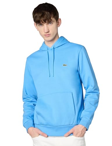 Lacoste Men's Fleece Hooded Sweatshirt, Argentine Blue, Small