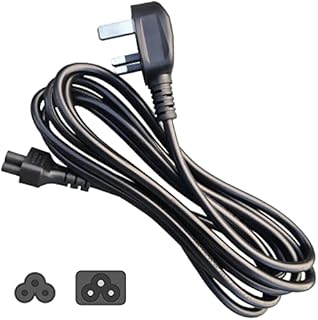 SHAFI® 3M Cloverleaf Power Cable - IEC-C5 3-Pin to BS-1363A 3A Fuse UK Plug Pure Copper Lead - 2.5A 250V Notebook Laptop Power Cord Compatible with Acer Asus Dell HP Lenovo IdeaPad X1 Yoga ThinkPad