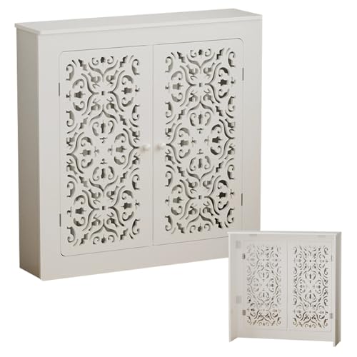 WUXTOKV Cubreradiador de Hierro Fundido, Cubreradiador Blanco, Diseño Retro. La Plataforma Superior Permite Colocar Decoraciones(60x70x15CM/24x28x6IN)