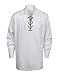 Men’s Scottish Jacobite Ghillie Kilt Highland Shirt Long Sleeve Lace up Medieval Renaissance Pirate Costume Shirt (X-Large, White)