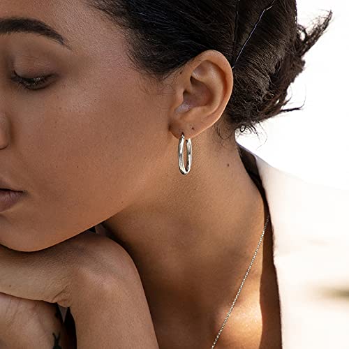 SWEETV 925 Sterling Silver Hoop Earrings-Chunky Huggie Earrings for Women, Diameter 25/30/40/50MM2