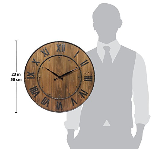 Infinity Instruments Aged Barrel Indoor Rustic Wall Clock, 23 Inches Round #TOP4