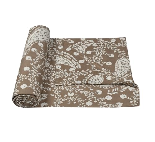Image of Bedding Set Combo of Double Bed Duvet Cover Set with Fitted Bedsheet & 2 Pillow Covers | 300 TC Cotton Fabric | Zipper Closure |All Round Elastic|Warm Stuff|SED 052|Brown Phulkari