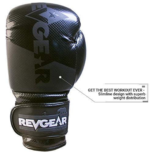 Revgear Pinnacle Boxing Glove | Entry Level | Comfortable & Stylish | Animal Free | Excellent Value (Black/Black, 14 OZ)