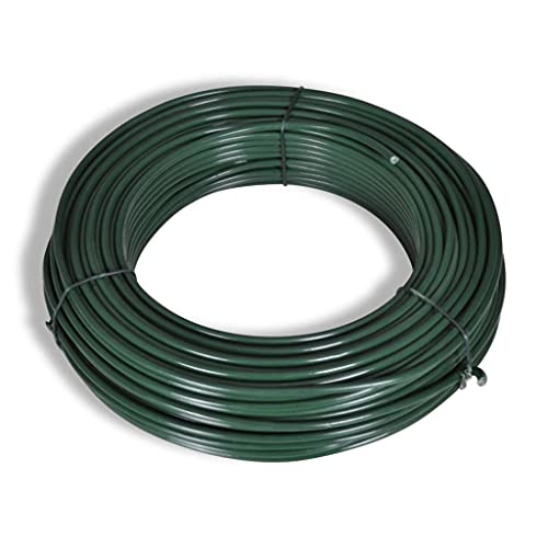 Festnight Chain Link Mesh Fence with Posts Galvanised Steel PVC Coating Decorative Fence Kit Garden Practical Barrier Wall Outdoor Décor Green 4ft x 49.2ft (H x L)
