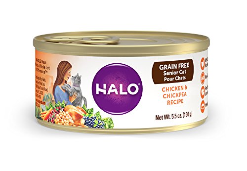 Halo Grain Free Senior Wet Cat Food, Chicken & Chickpea Recipe, 5.5-Ounce Can (Pack Of 12) #TOP27