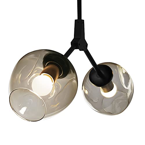 Lustre suspension moderne globe en verre et plafonnier encastré pour cuisine et salon