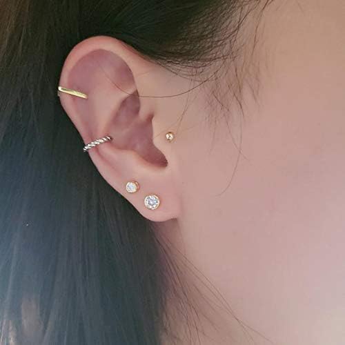 Gulicx 4Pairs Silver 14k RoseGold Plated Stud Hoop Earrings for Womens/Girls/Boys - Image 5