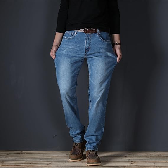 Maiyifu-GJ Mens Casual Straight Leg Jeans Pants Slim Fit Stretch Denim Pants Elastic Waist Fashion Jeans Trousers with Pocket2