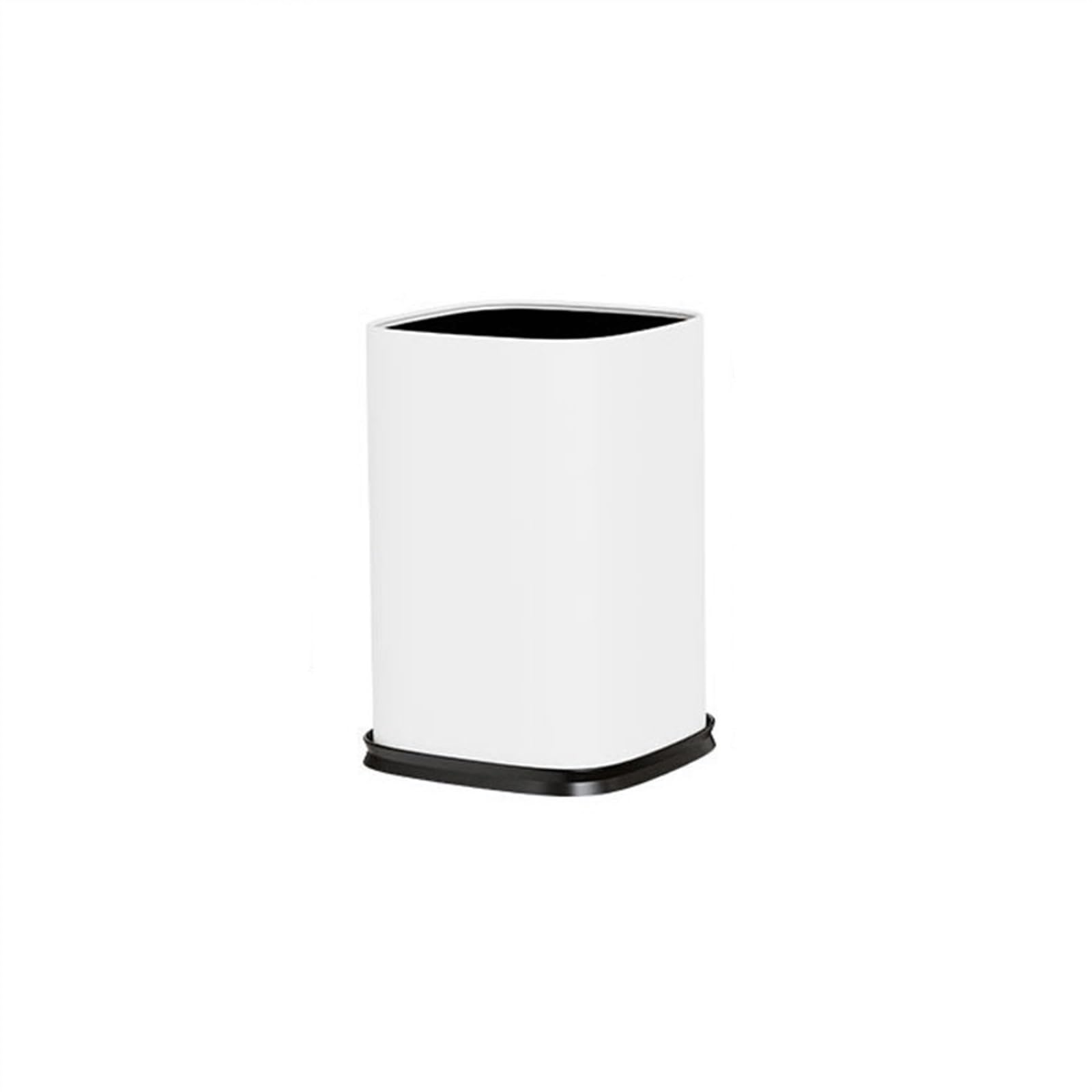 Poubelle à jet droit blanche et argent avec couvercle pour cuisine et bureau
