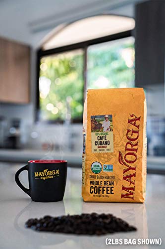 MAYORGA COFFEE CAFÉ CUBANO ROAST, 5lb Bag, the World's Smoothest Organic Coffee, Specialty-Grade, Non-GMO, Direct Trade, 100% Whole Arabica Beans