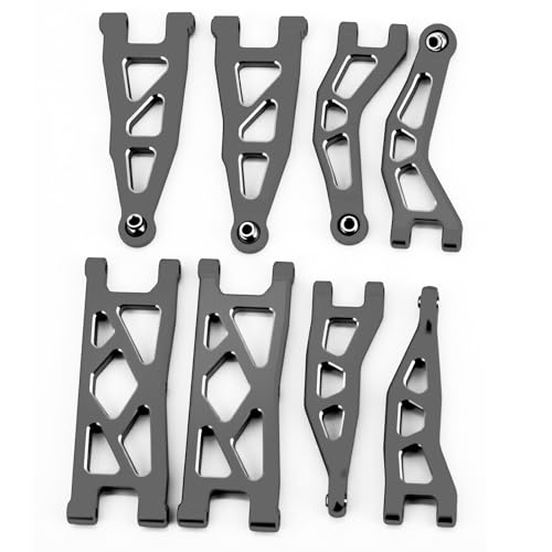 Aluminum Alloy Front & Rear Upper & Lower Swing Arms Upgrade Parts for Arrma 1/18 Granite Grom Typhon Grom (Black)
