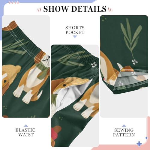 ZZXXB Beagle Holly Leaves Boys Long Pants Soft Trousers Elastic Waist Kids Lounge Bottoms with Pockets S-XL4