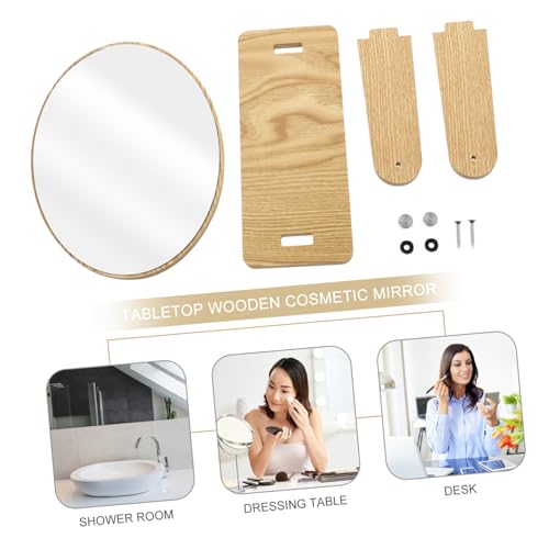 Miroir de maquillage pivotant en bois ovale pour coiffeuse de chambre