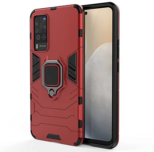 Glaslux Silicone Vivo X60 Defender Case|Rotating Ring Holder&Kickstand In-Built|Military Grade Armor|Bumper Back Cover For Vivo X60 (Red) (B09BM2FCLX) Amazon Price History, Amazon Price Tracker