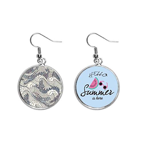 Pendientes de sandía llenos de frescura y arte azul de verano