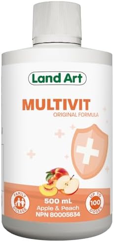 Multivitamin Liquid, Boost Energy, Fast Absorption, Natural Formula, Vegetarian, Non-GMO, Gluten-Free, For Kids and Adults, No Sugar Added, Apple and Peach Flavour, Made in Canada, 33 Servings, 500ml