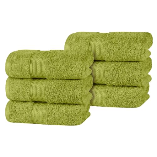 SUPERIOR Atlas Cotton Heavyweight Hand Towels, Towel Set, Luxury Bathroom Accessories, Kitchen Basics, Spa, Salon, Hotel, Resort, Thick, Ultra-Plush, Highly-Absorbent, Hand Towel, Green Essence