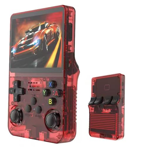 R36S Retro Handheld Video Game Console, 3.5Inch IPS Screen Video Player 64g TF Card 10,000+ Games Retro Handheld Game Console, With Open Source Linux System (Red)