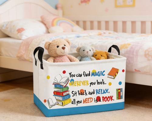 Image of Essme Rectangular Kids Baskets,Book Storage Box,Cute Basket for Kids with Handles for Room Decor, Book Bins,Shelf Basket.(Book)