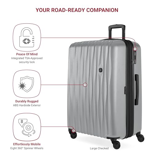 Image of SwissGear 7272 Energie Hardside Expandable Luggage with Spinner Wheels, Silver, 3-Piece Set (19 /24 /27)