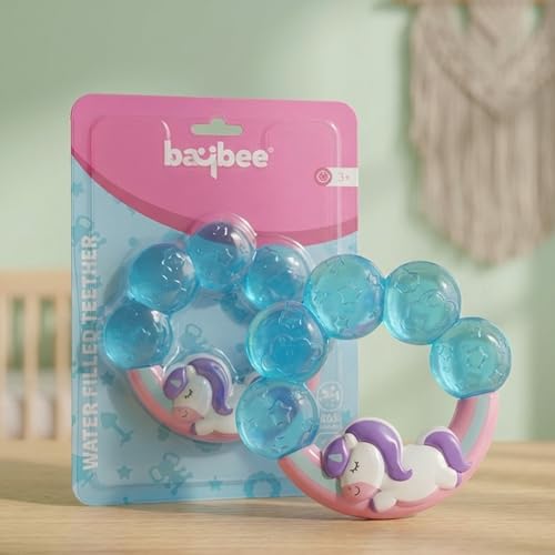 Image of Baybee Natural Silicone Baby Teether for 3-12 Months | Soft Unicorn Lightweight Teething Toy for Infants | BPA-Free Teethers Chew Toy Non-Toxic Food Grade Soother | Teething Relief for Babies