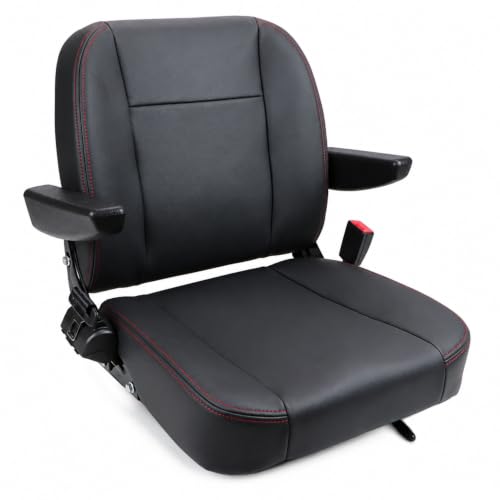 Image of Universal Forklift Seat Replacement,Zero Turn Mower Tractor Seat with Micro Switch-Armrest & Safety Belt,Waterproof PU Leather Seat Fit for Ariens,Snapper,Lawn Mower,Skid Loader,Excavator