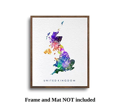 Dignovel Studios 8X10 Unframed United Kingdom Map Uk Map Watercolor Art Print Wall Art Hanging Home Decor Nursery Decor Kids Art Fine Art Print Motivational Art N220 #TOP4