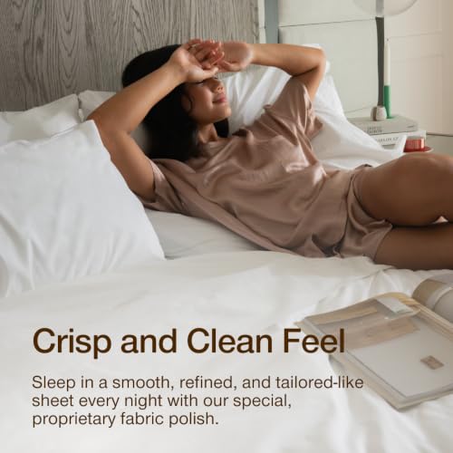 Image of Coop Home Goods Cotton Percale Bed Sheet Set Full, White, Crisp 100% Cotton Sheets for Hot Sleepers, Breathable Deep Pocket Queen Sheets and Pillowcase Set, Oeko-TEX Certified