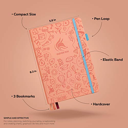 Clever-Fox-Dotted-Journal-20--Compact-Planning-and-Sketching-Dot-Grid-Notebook-120-GSM-Thick-No-Bleed-Paper--Planner-with-Pen-Loop-Pocket-Ribbons-Stickers-A5-Light-Pink