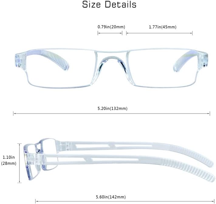 VisionGlobal 8 Pairs Reading Glasses, Blue Light Blocking Glasses, Computer Reading Glasses for Women and Men, Fashion Square Eyewear Frame (4color+4clear,+3.25 Magnification)