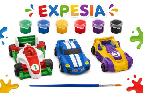 Image of EXPESIA DIY Sports Car Painting Kit for Kids, Plaster Toy Cars, with Paints and Brush, Creative Art and Craft Activity, Ages 3+ (6 Sports Cars)