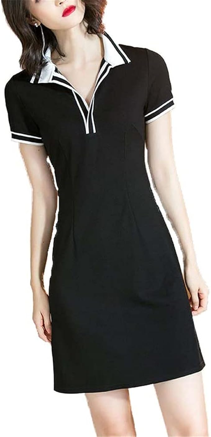 Amazon Co Jp Huangshan ワンピース ゴルフ レディース ポロシャツ ゴルフウェア 半袖 春夏 ファッション カジュアル 配色切替 通気 吸汗 快適 ゴルフドレス 女性用ワンピース スポーツウェア 服 ファッション小物