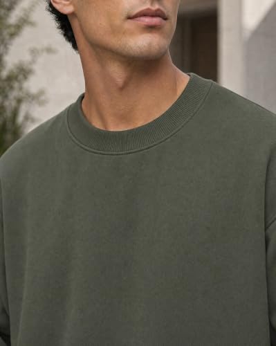 Image of Nobero Oversized Sweatshirts for Man Stylish Crew Neck | 280 GSM Rich Cotton Fleece Solid Oversized Fit Full Sleeve Sweatshirt for Men | Stylish Casual Wear Winter Sweatshirt for Men