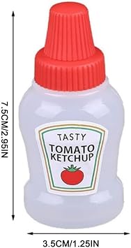 4 Pcs 25ml Mini Ketchup Bottles, Mini Condiment Squeeze Plastic Sauce Bottles Containers Empty Ketchup and Mustard Syrup Dispenser