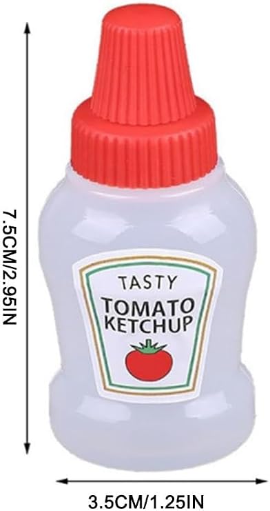 4 Pcs 25ml Mini Ketchup Bottles, Mini Condiment Squeeze Plastic Sauce Bottles Containers Empty Ketchup and Mustard Syrup Dispenser