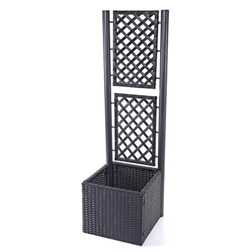 Mendler Poly-Rattan Rankgitter HWC-D76, Pflanzkasten Rankhilfe, 142x43x43cm - anthrazit