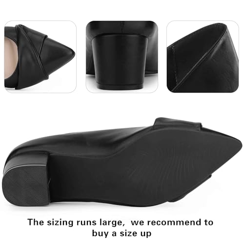 Perphy Pointy Toe Slip on Chunky Heel Pumps for Women4