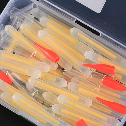 TXS 50 Stück Knicklichter Angeln, 37,5 * 4,5mm Angelruten Leuchtstäbe, Angeln Knicklichter Knicklichter Angeln, Angel Knicklichter für Nachtfischen, Stangen, Rutenspitzen, Schwimmer