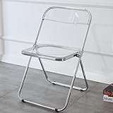 KAIHAOWIN Transparent Stuhl, Klappstuhl Modern- Chrom Rahmen - Kunststoff Sitz, Geeignet für Esszimmer,Wohnzimmer, Glasklar, durchsichtiger, 48 x 48 x 76 cm