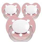 BabyNova Schnuller mit Namen, ortho, Silikon (rosa, 6-14 Monate)