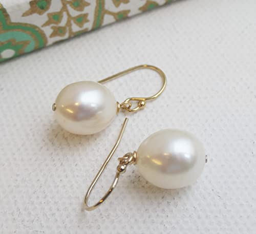 9-11Mm Cultured Freshwater Pearl Gold Filled Drop Dangle Earrings - Handmade Jewelry Gift Ideas For Women - Wedding And Bridal Jewellery #TOP5