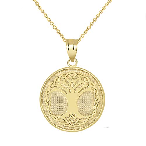 Certified 14k Yellow Gold Tree Of Life Medallion Pendant Necklace (16")