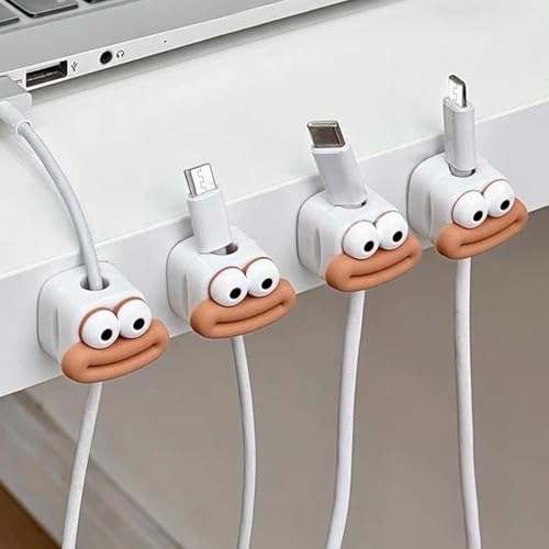 Image of Magnetic Cable Holder for Wall & Desk - Self Adhesive Cable Organizer Clips for Charging Cables, USB, Type C, Lightning, HDMI | Wire Management Clip for Home, Office & Car (Cartoon 6)
